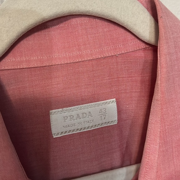 Pink silky Prada button down shirt size men’s large - Picture 2 of 2